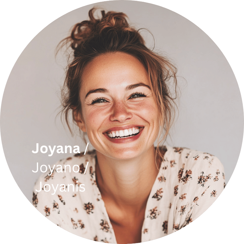 Joyana / Joyano / Joyanis - für pure Lebensfreude, trotz Stress oder wenn es kracht. Bringt High-Vibes in Schwere, Leichtigkeit ins Nervensystem und Lächeln, das bleibt. • MyDreamTeamChat.io Persona